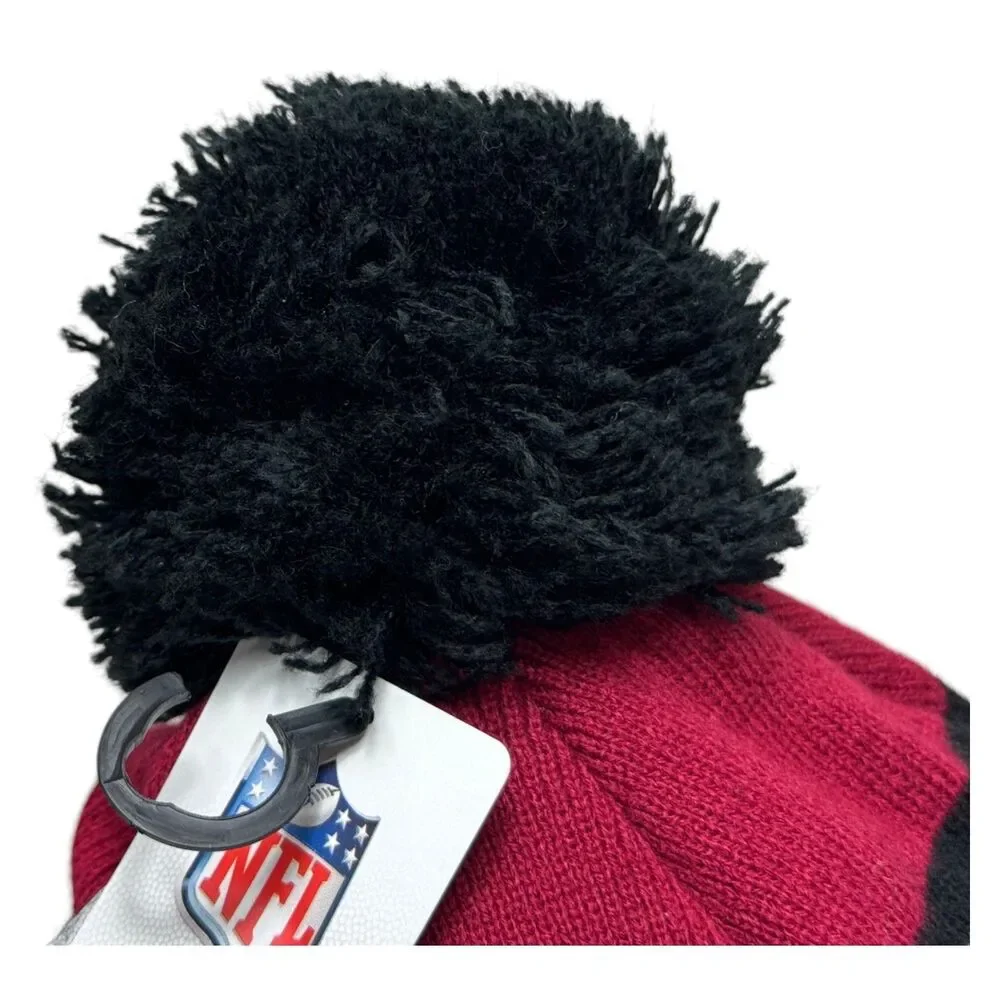 Arizona Cardinals NFL Mens Logo Repeat Cuffed Knit Pom Beanie Hat Red Black OSFM